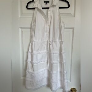 White sleeveless stretch cotton dress. Size medium.